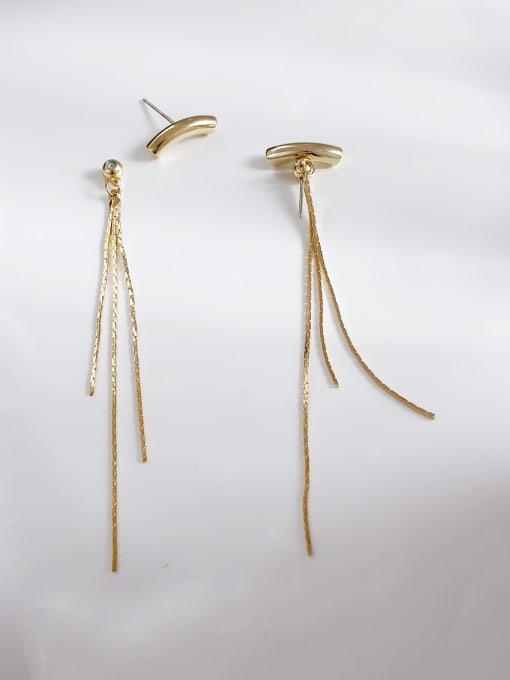 HYACINTH Brass Tassel Minimalist Threader Earring 3