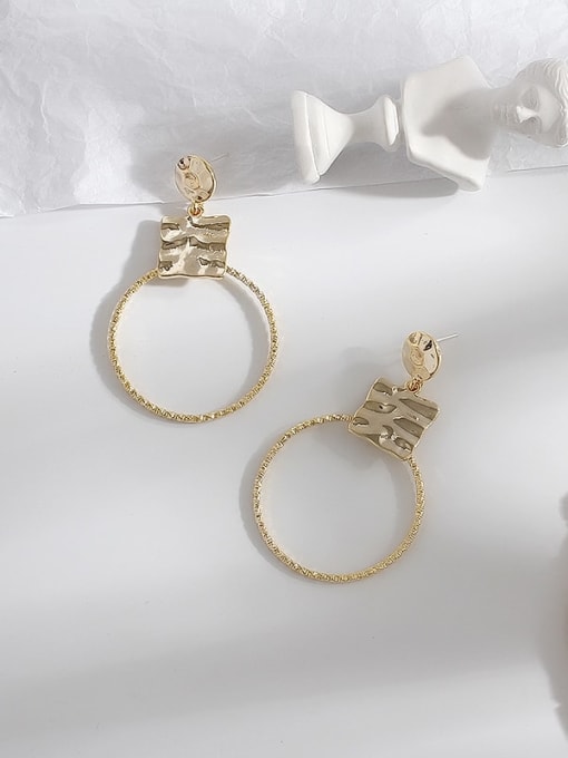 gold Copper Hollow Geometric Minimalist Stud Trend Korean Fashion Earring