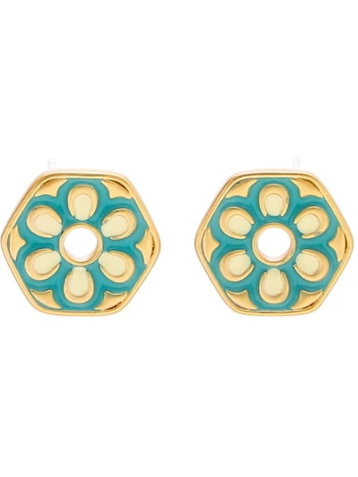 Model 12 Brass Enamel Geometric Ethnic Stud Earring