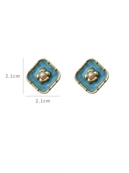 YOUH Brass Enamel Geometric Vintage Stud Earring 2