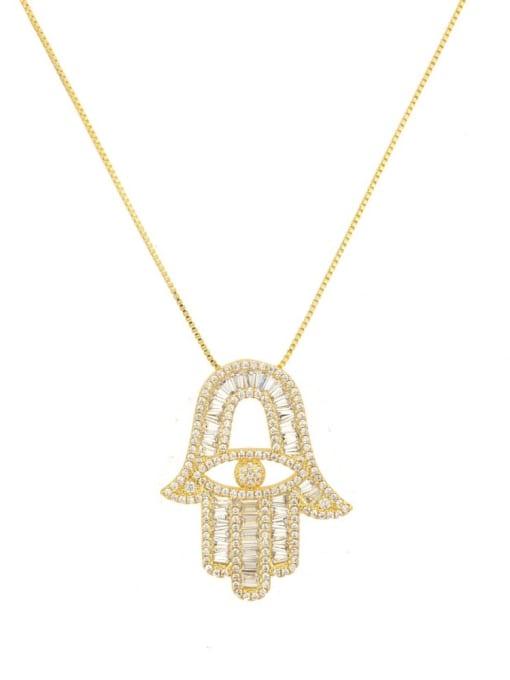gold-plated Brass Cubic Zirconia Hand Of Gold Dainty Necklace