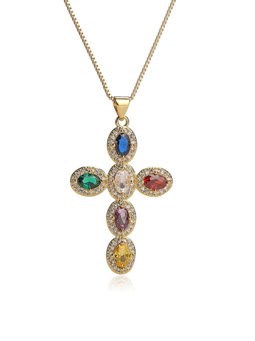 AOG Brass Cubic Zirconia Cross Hip Hop Regligious Necklace