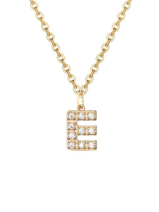 E 14 K gold Stainless steel Cubic Zirconia Letter Minimalist Necklace