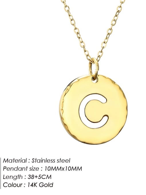 C 14 K gold Stainless steel Letter Minimalist Necklace