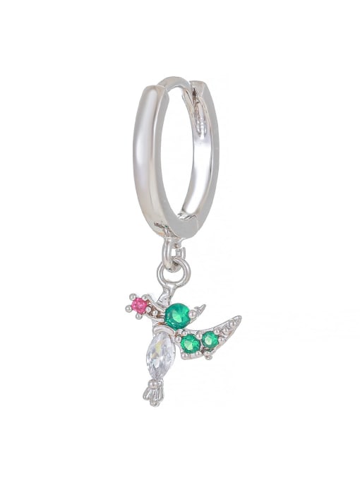 EK00229 White K Brass Cubic Zirconia Animal Cute Single Earring( Single-Only One)