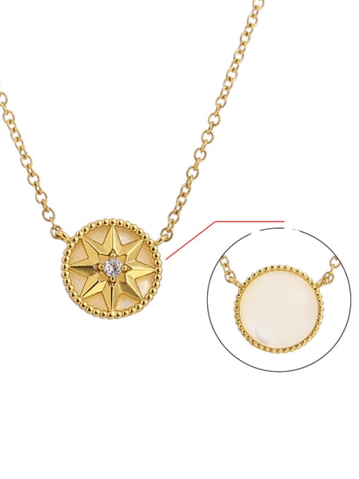 Eight Star Zircon Necklace Brass Cubic Zirconia Star Minimalist Necklace