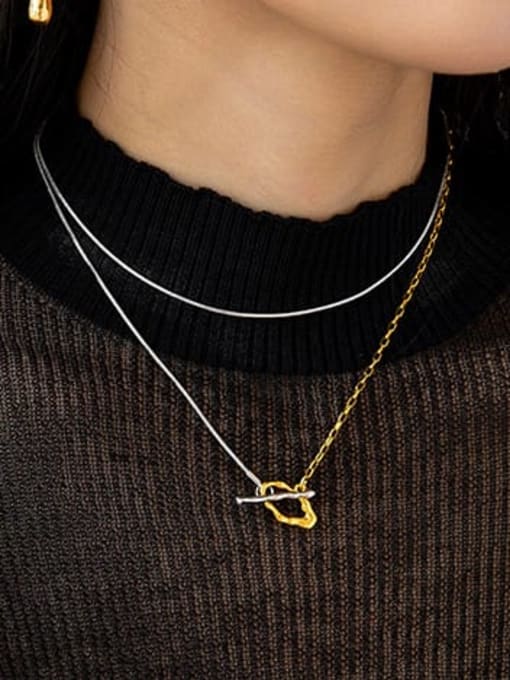 ACCA Brass Geometric Vintage Asymmetrical Chain Necklace 1