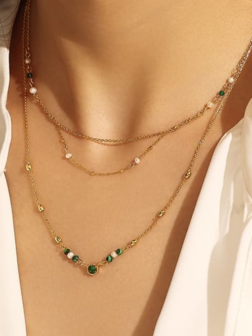 ACCA Brass Imitation Pearl Irregular Vintage Necklace 2