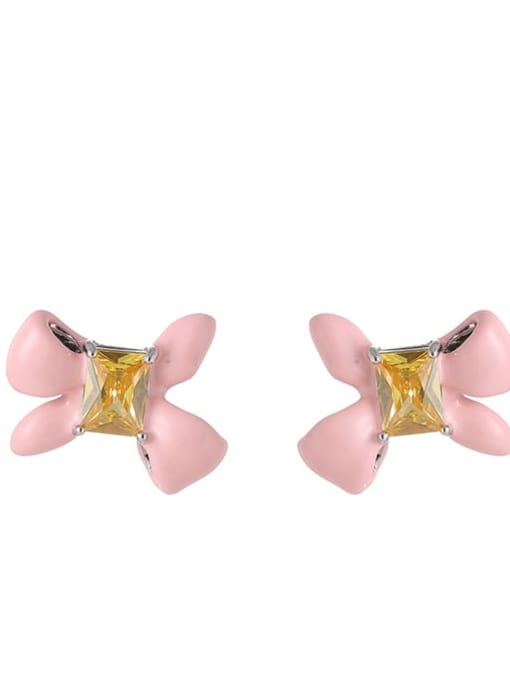 Ear nails Brass Cubic Zirconia Bowknot Cute Stud Earring