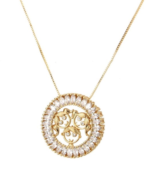 Women and men Brass Cubic Zirconia Round Cute Girl Pendant Necklace