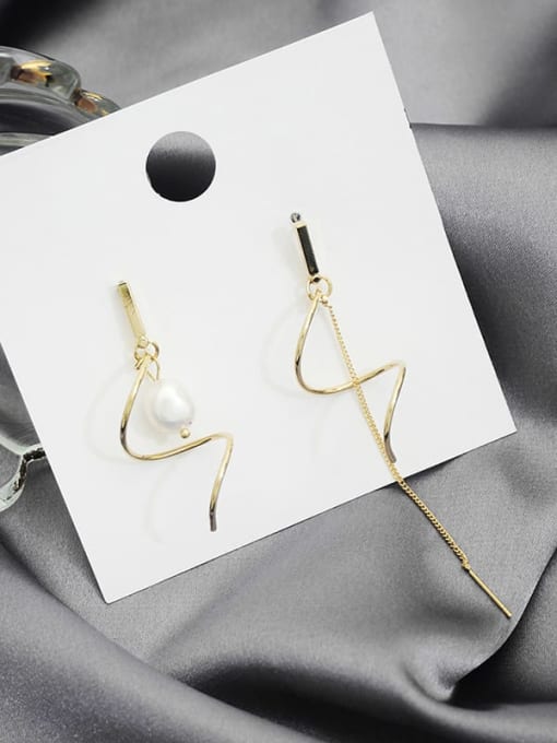 HYACINTH Copper Imitation Pearl Tassel Minimalist Drop Trend Korean Fashion Earring 1