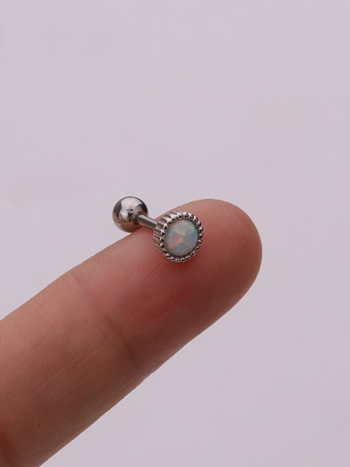 white（Single） Brass Opal Geometric Cute Stud Earring