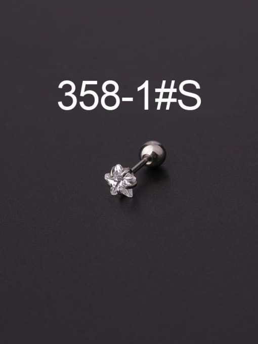 1 steel Titanium Steel Cubic Zirconia Star Minimalist Stud Earring(Single Only One)
