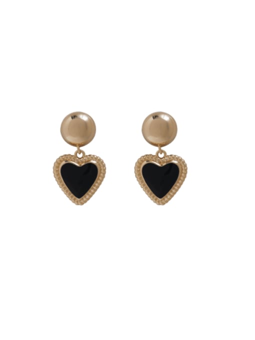 14k gold Brass Acrylic Heart Vintage Drop Earring