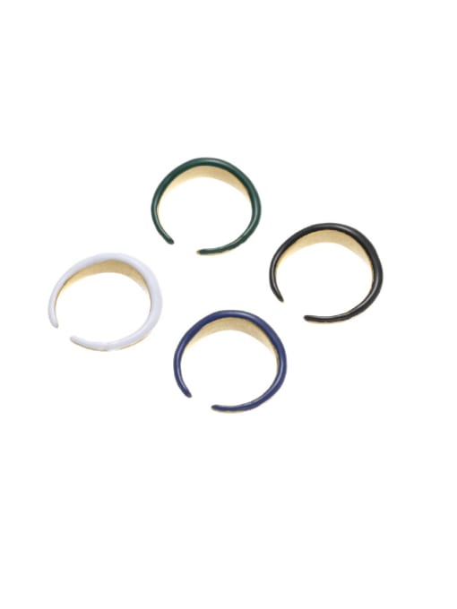 Five Color Brass Enamel Geometric Minimalist Band Ring 0