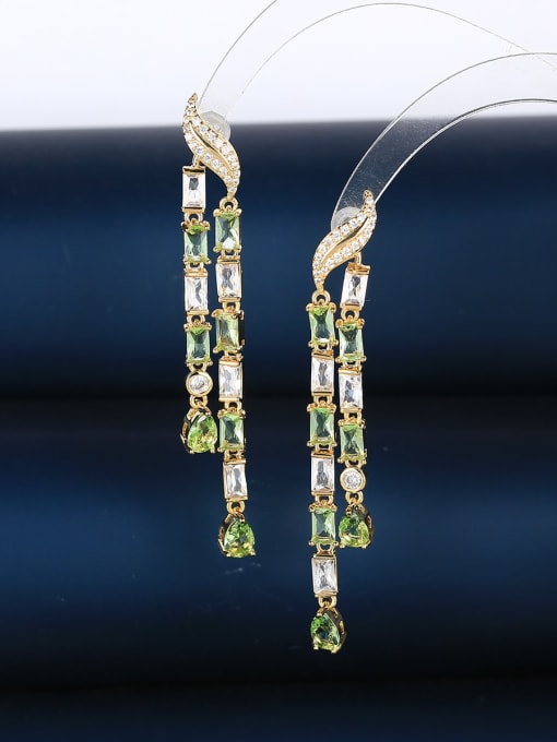Fruit green Brass Cubic Zirconia Tassel Luxury Drop Earring
