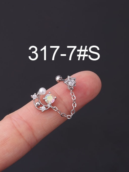 7 Steel Brass Cubic Zirconia Bowknot Cute Single Earring (Single Only One)