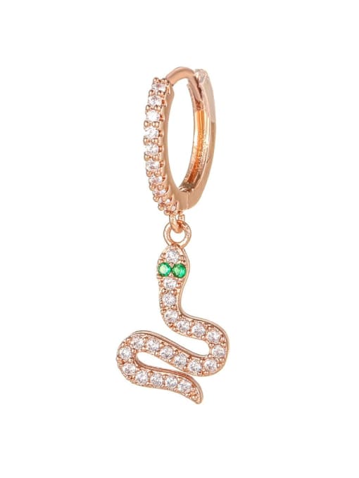 746 rose gold Brass Cubic Zirconia Snake Vintage Single Earring(Single -Only One)