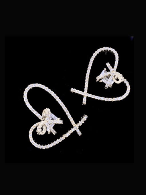 SUUTO Brass Cubic Zirconia Heart Luxury Cluster Earring 0