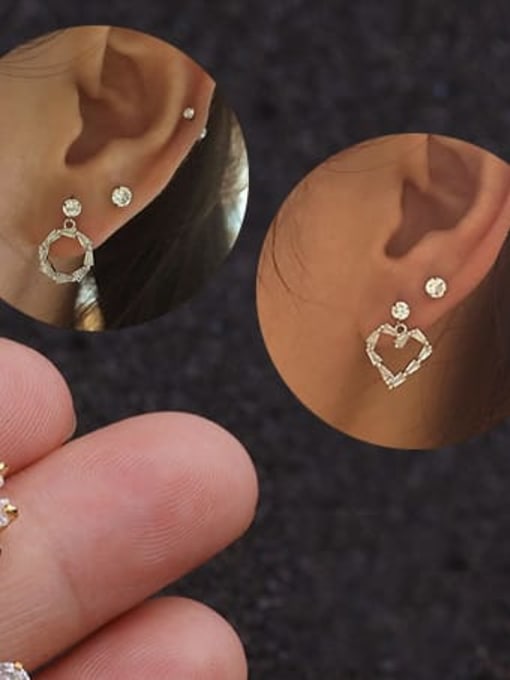 HISON Brass Cubic Zirconia Geometric Cute Drop Earring 3