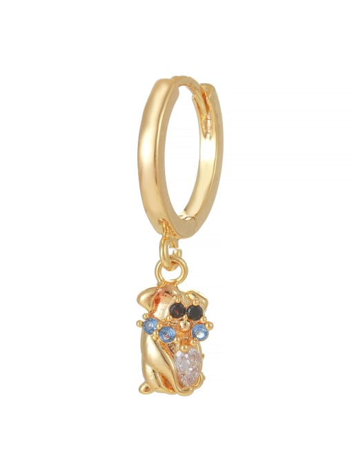 EK00226 Gold Brass Cubic Zirconia Animal Cute Single Earring( Single-Only One)