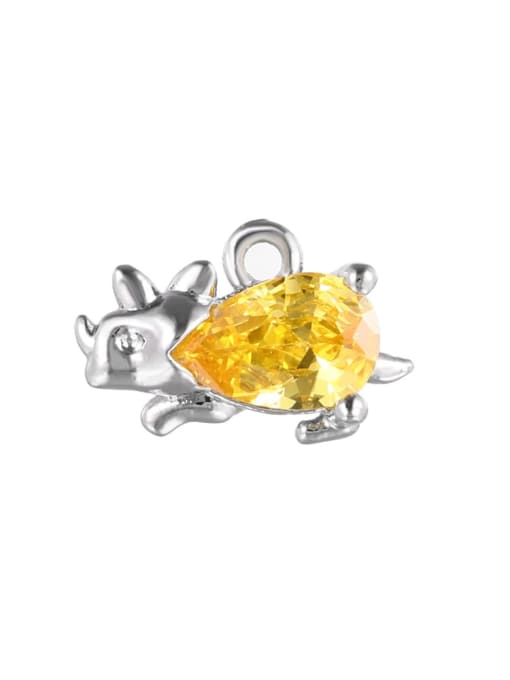 Yellow (white K) Brass Cubic Zirconia Multi Color Small animals Cute Diy  Charms