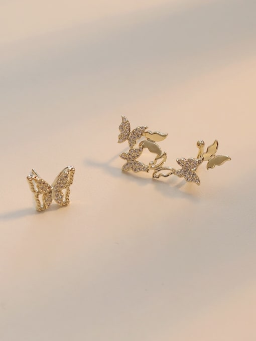HYACINTH Copper Cubic Zirconia Butterfly Dainty Stud Trend Korean Fashion Earring 2