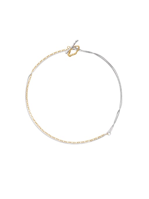 ACCA Brass Geometric Vintage Asymmetrical Chain Necklace 0