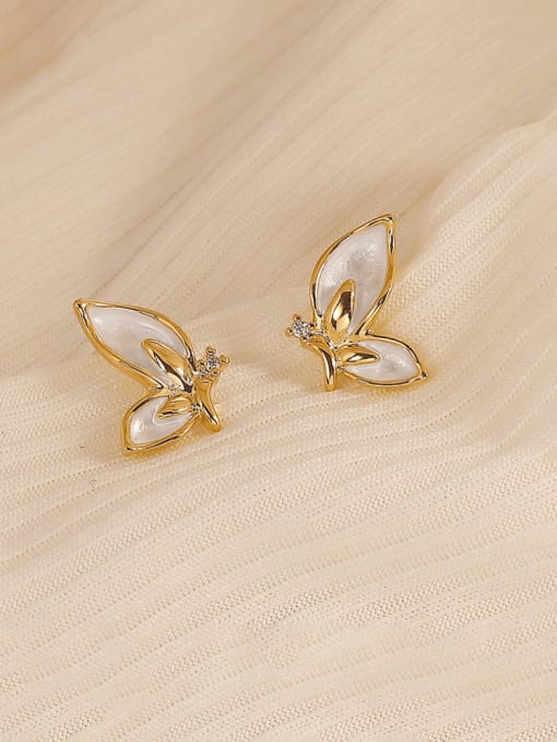 18k gold Brass Shell Butterfly Minimalist Stud Earring