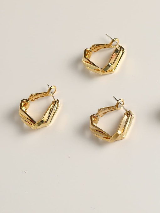 HYACINTH Brass Geometric Minimalist Huggie Trend Korean Fashion Earring 2