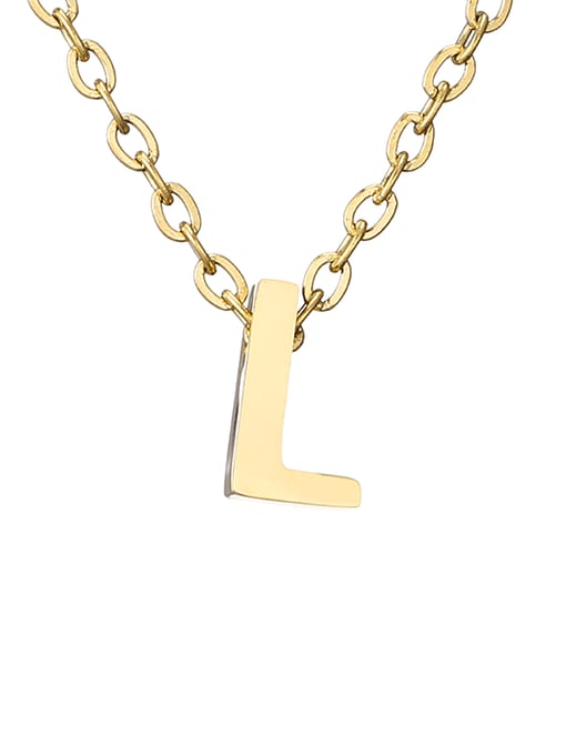 L 14K Titanium Letter Minimalist Initials Pendant Necklace