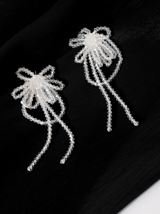 HYACINTH Brass Long Imitation  Crystal Flower Minimalist Drop Trend Korean Fashion Earring 0