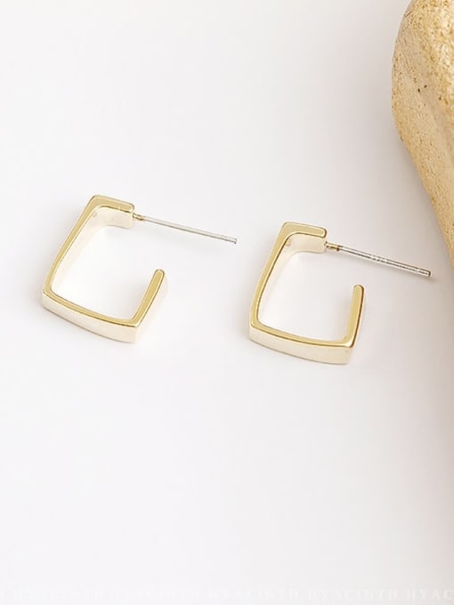 14K  gold Copper Smooth Geometric Minimalist Stud Trend Korean Fashion Earring