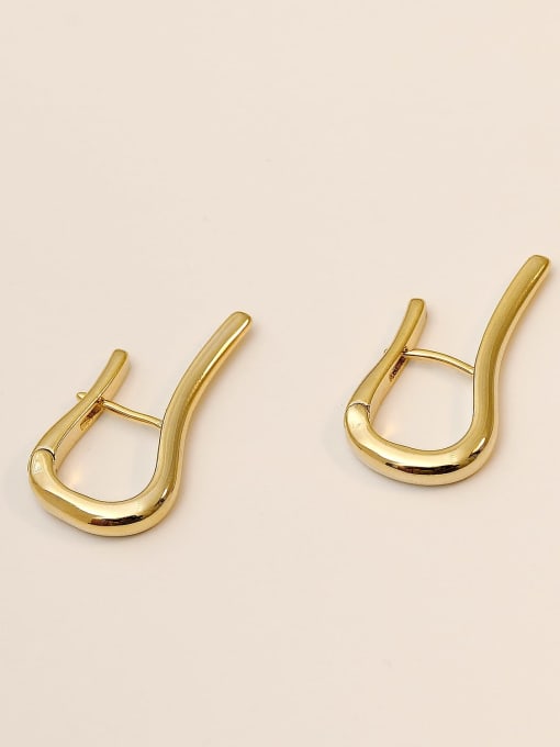 14k gold Brass Smooth Geometric Minimalist Stud Trend Korean Fashion Earring