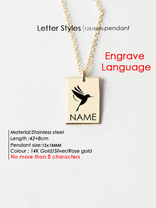 Gold DW 95 Stainless steel  Laser Letter Animal Minimalist Geometry Pendant Necklace