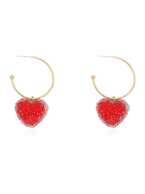 HYACINTH Copper Imitation Crystal Heart Minimalist Hook Trend Korean Fashion Earring 0