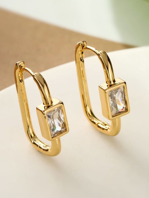 43796 Brass Cubic Zirconia Geometric Dainty Stud Earring