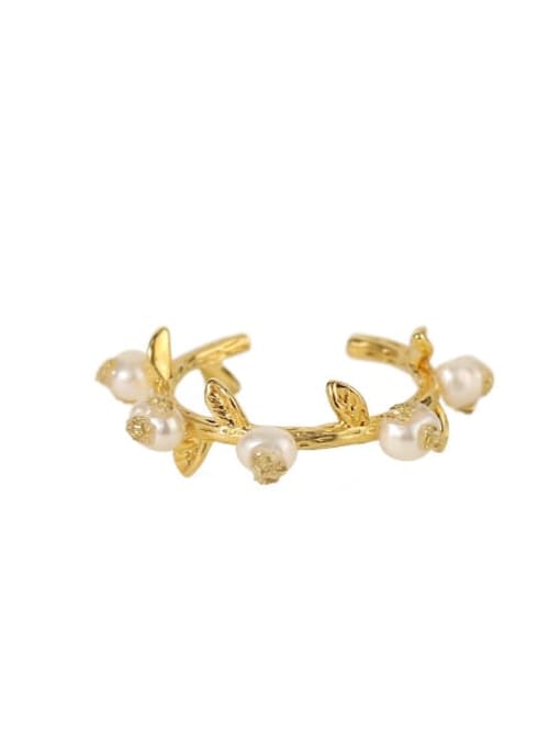 ACCA Brass Imitation Pearl Tree Vintage Band Ring 2