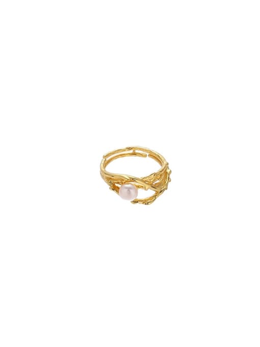 Style 5 Natural Pearl Brass Tiger Eye Geometric Vintage Band Ring