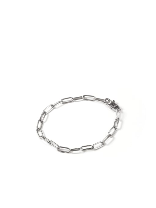 steel Bracelet (17.5cm) Titanium Steel Hollow Geometric Minimalist Cable Chain