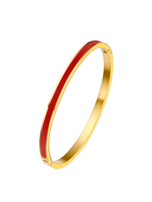 4MM golden red Stainless steel Enamel Round Minimalist Band Bangle