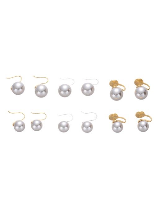 ACCA Brass Imitation Pearl Geometric Minimalist Hook Earring 3