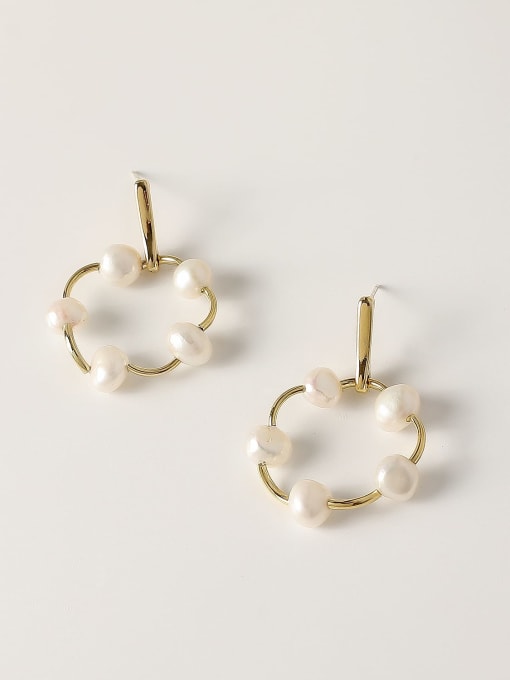 HYACINTH Brass Freshwater Pearl Geometric Minimalist Drop Trend Korean Fashion Earring 2