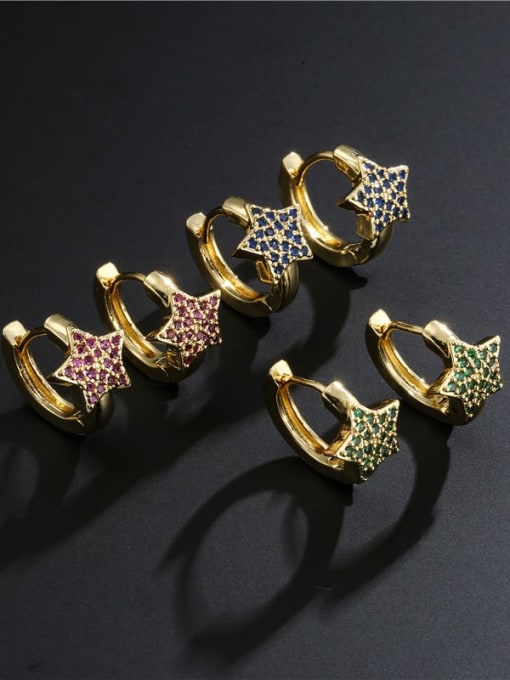 AOG Brass Cubic Zirconia Star Vintage Huggie Earring 0