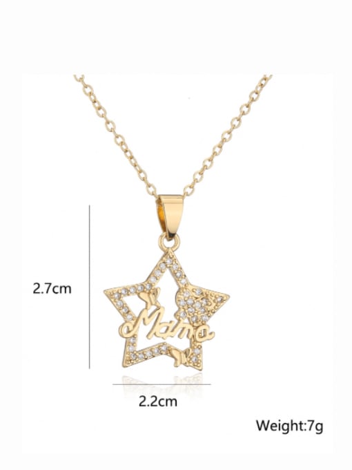 AOG Brass Cubic Zirconia Star Moon  Vintage Letter  Necklace 3