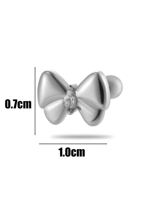6 # Platinum--Single Brass Cubic Zirconia Bowknot Tassel Trend Single Earring