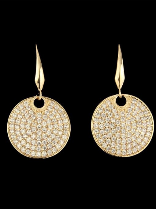 Gold plated white Brass Cubic Zirconia Round Dainty Hook Earring