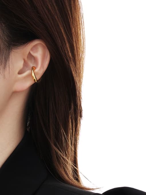 TINGS Brass Smooth Geometric Minimalist Clip Earring(Single) 1