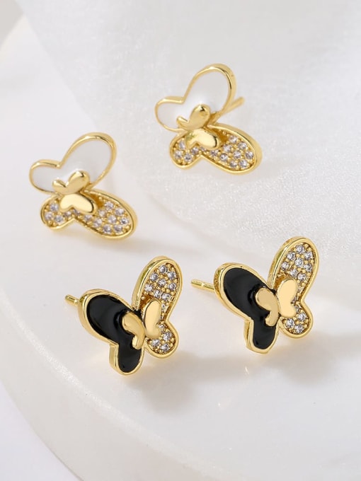 AOG Brass Shell Butterfly Vintage Stud Earring