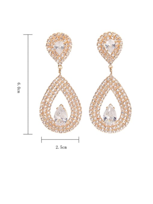 HYACINTH Copper  Cubic Zirconia Water Drop Dainty Stud Trend Korean Fashion Earring 1